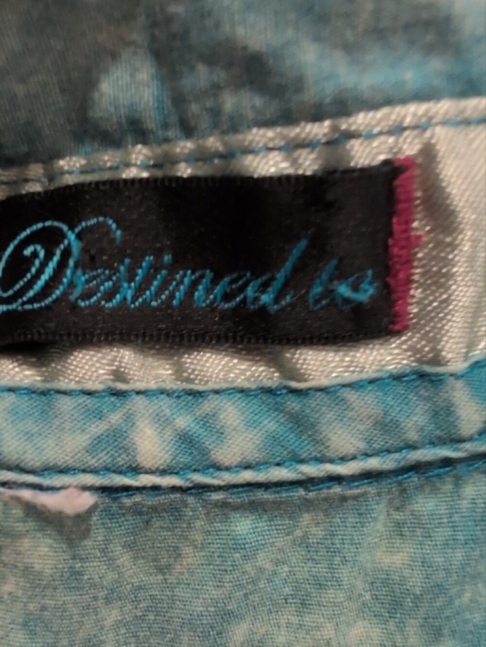 Roar Teal Washed Denim Embroidered Shirt Jacket - Picture 3 of 13
